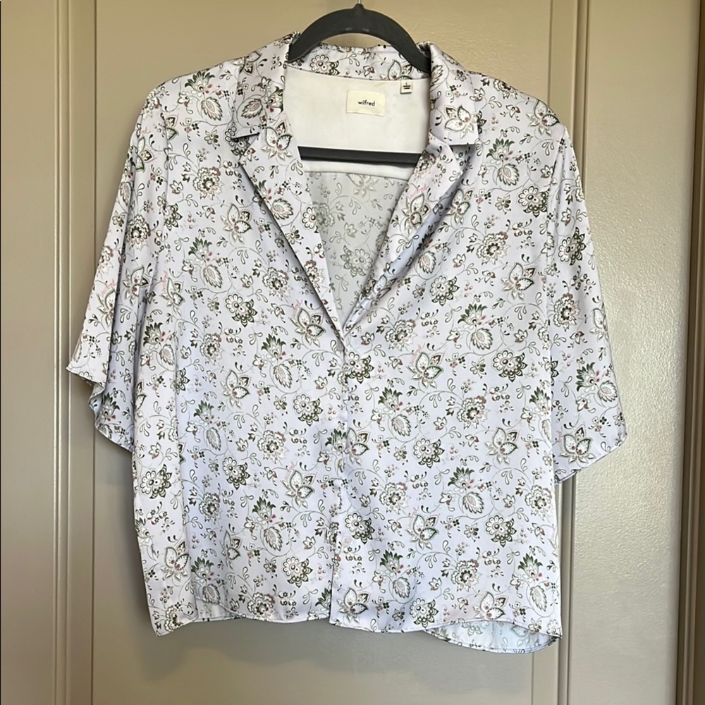 Wilfred Green Purple Boxy Button Down Shirt